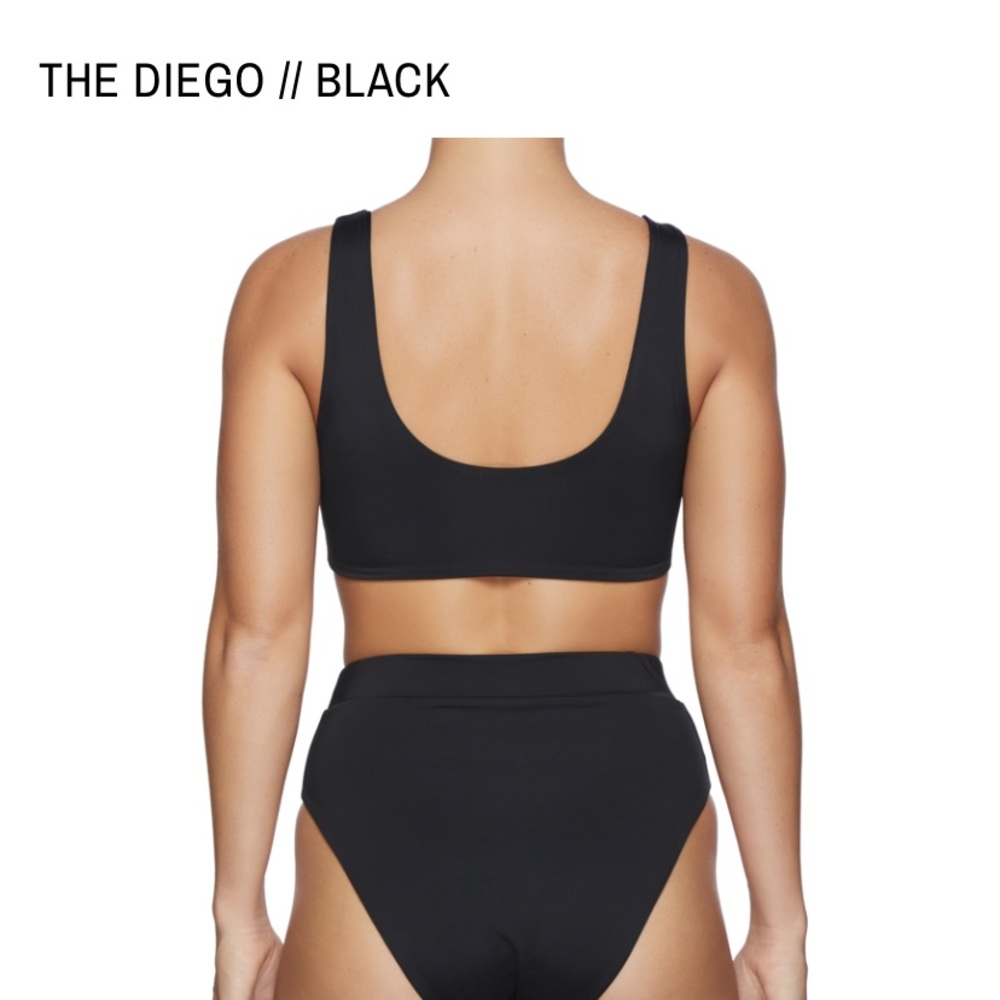 MYRA SWIM BLACK RIBBED DIEGO TOP